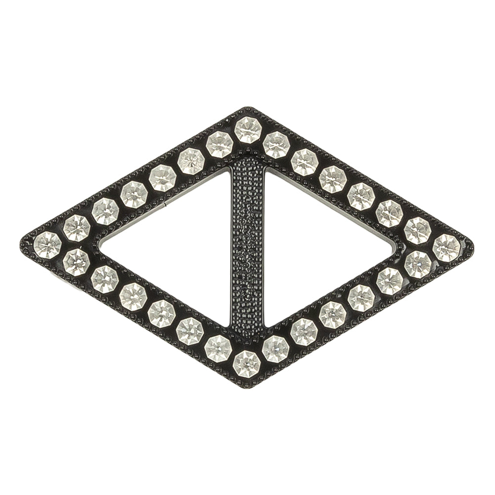 Vintage Crystal Rhinestones and Black Plastic Diamond Shaped Slider - 1.25