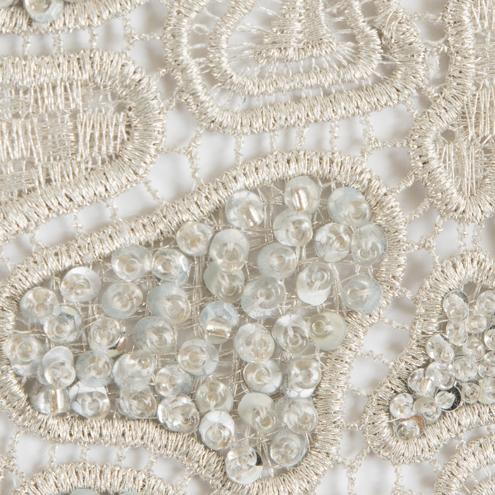 Fancy Beaded Guipure Lace - Silver - Joann Fabrics