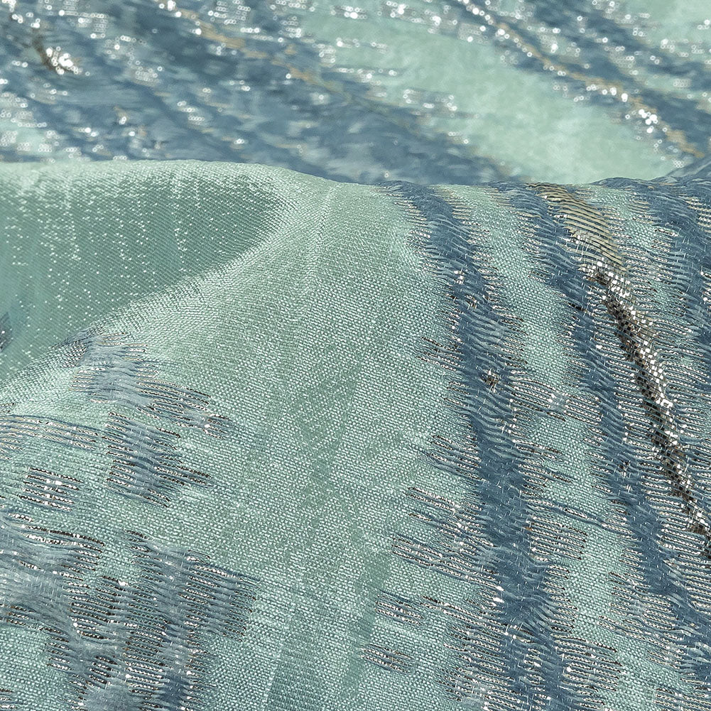 Metallic Silver, Aqua and Country Blue Marbled Luxury Brocade - Joann Fabrics