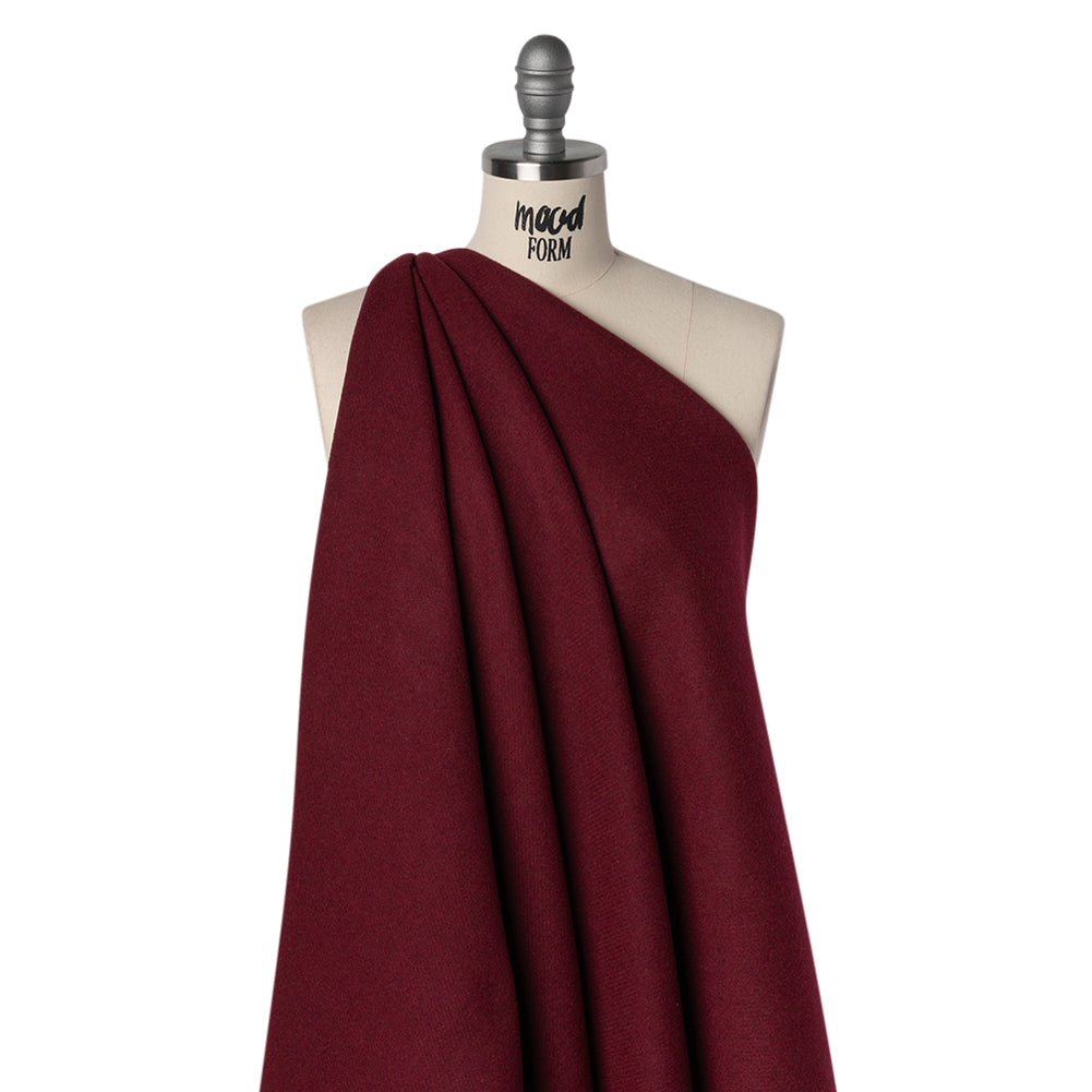 Recycled Brushed Wool Blend Twill Coating - Wine Red - Made in Italy - Maeve Collection - Joann Fabrics
