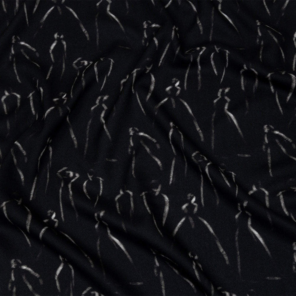 Rayon Batiste - Black Ghostly Figures - The Copper Queen Print - Mood Exclusive Abandoned Collection - Joann Fabrics