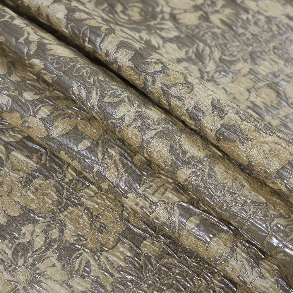 Khaki, Cream and Steel Gray Abstract Floral Metallic Brocade/Jacquard - Joann Fabrics