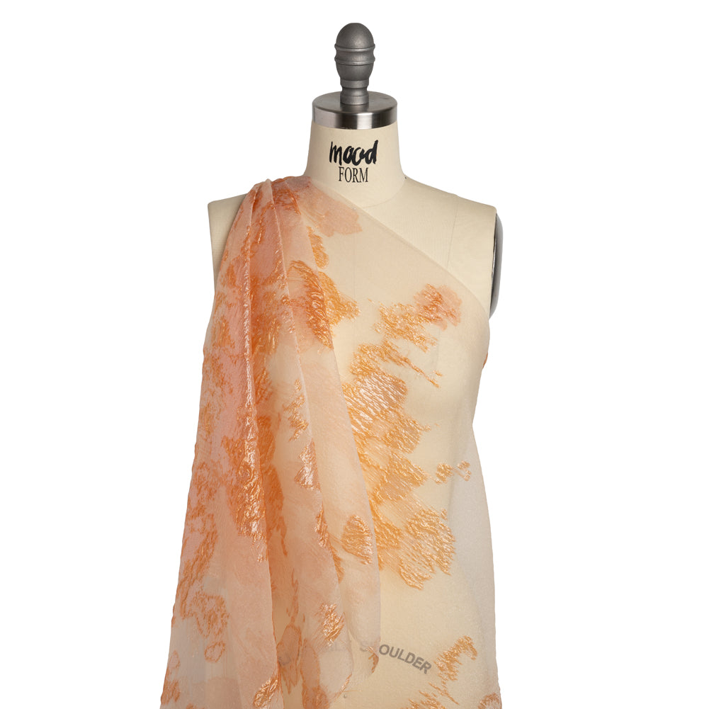 Metallic Burnout Luxury Brocade - Peachy Orange Abstract - Joann Fabrics