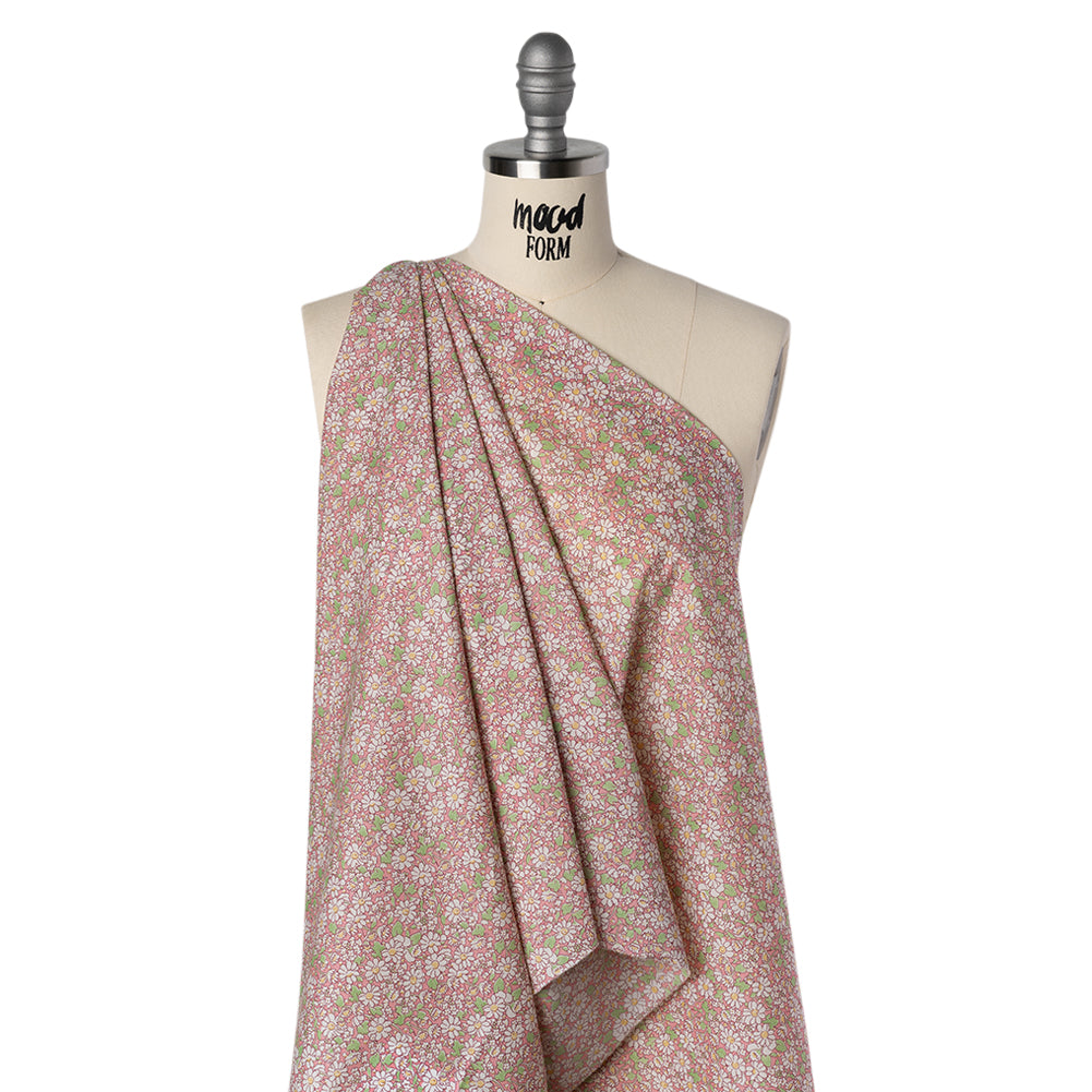 Liberty Fabrics Tana Lawn® - Alice W Pink - Baby Pink, Green and White Daisy Flowers - Joann Fabrics