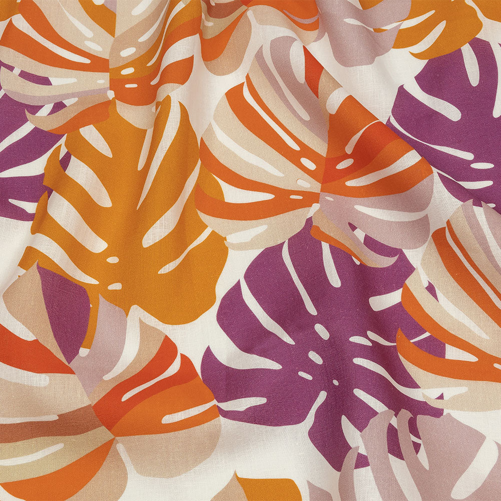 Orange and Purple Palm Leaf Pop Medium Weight Linen Woven - Joann Fabrics