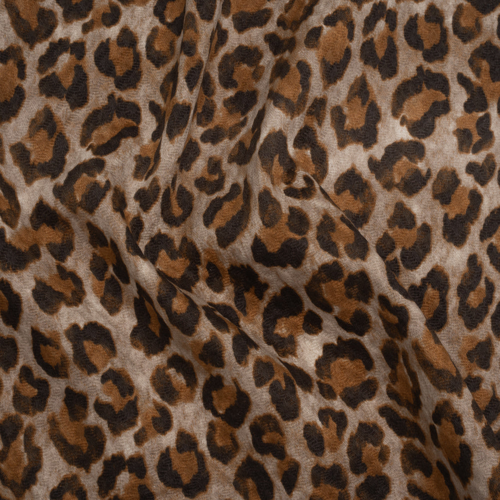Stretch Cotton Matelasse Print Made in Italy - Beige, Brown and Black Cheetah Print on Diamonds - Deadstock - Joann Fabrics