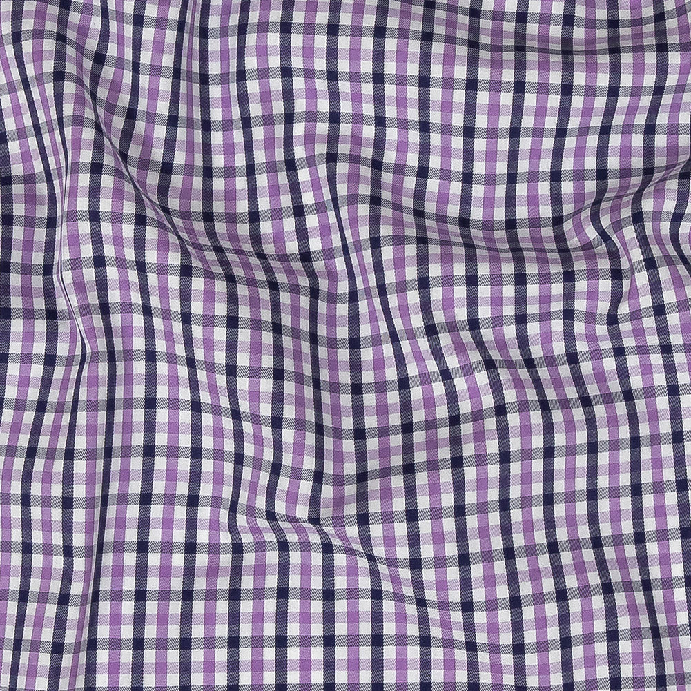 Premium Deep Wisteria and Navy Tattersall Checkered Cotton Shirting - Joann Fabrics