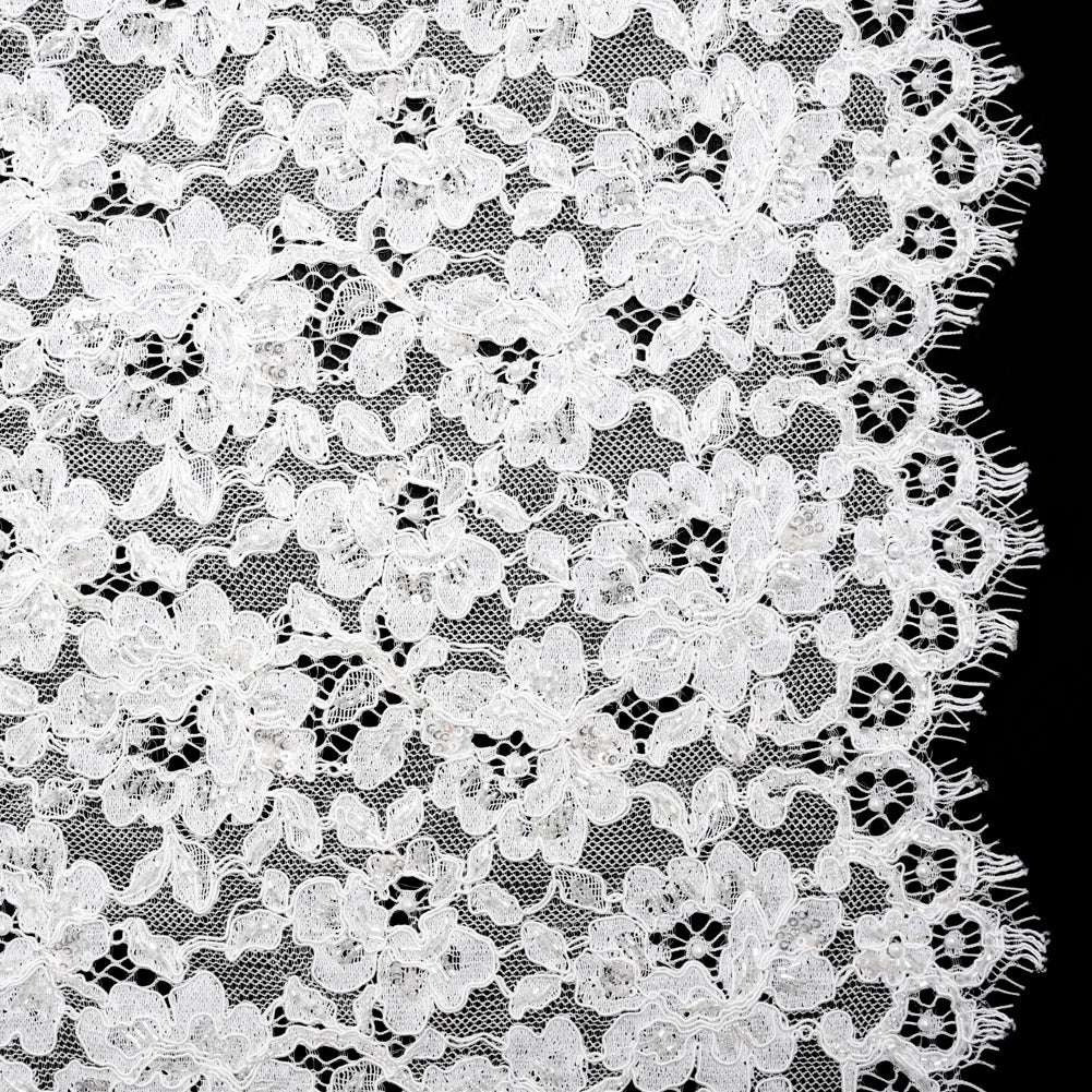 Corded Lace with Beads, Sequins and Finished Edges - Off White Floral - Joann Fabrics