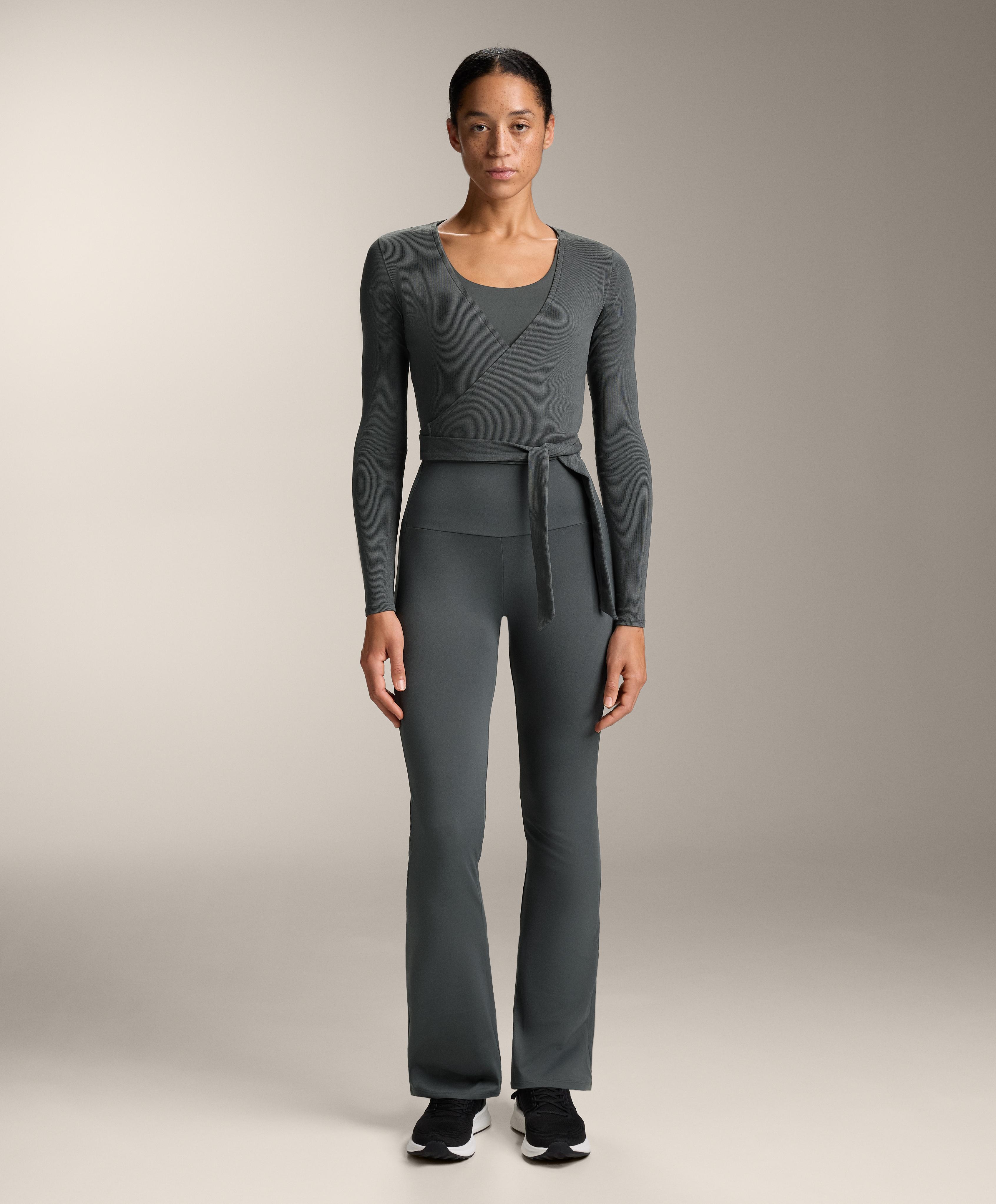 Rib cotton blend wrap top