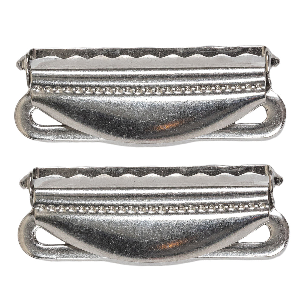 Silver Metal Suspender Slide Adjusters Pair - 1.5