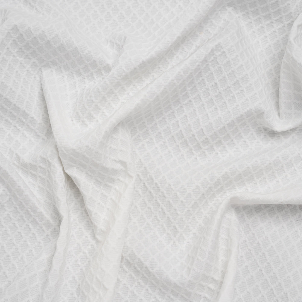 Stretch Cotton Jacquard - White Diamond Lattice - Famous Australian Designer Deadstock - Joann Fabrics
