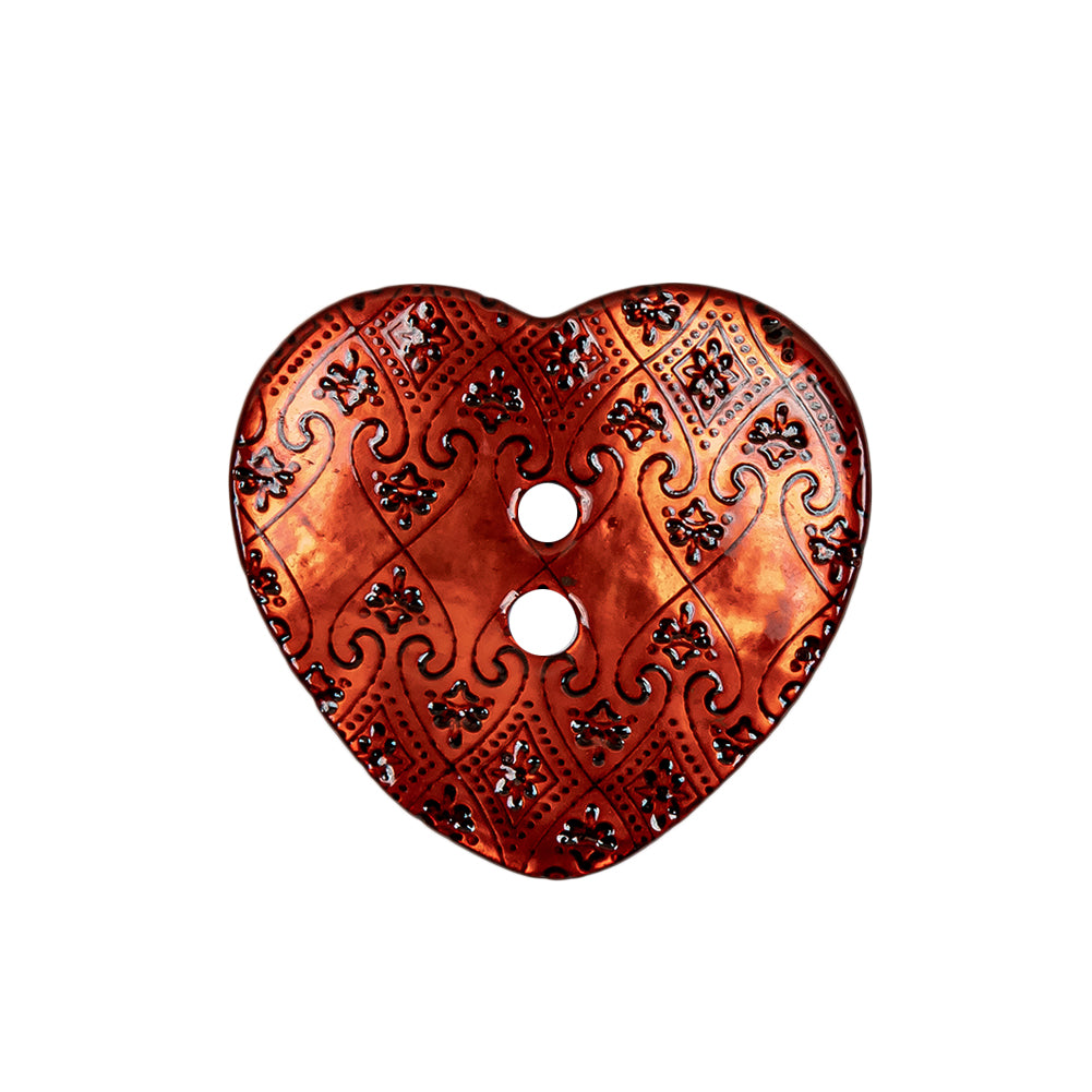 Italian Red Heart-Shaped Shell Button - 40L/25.5mm - Joann Fabrics