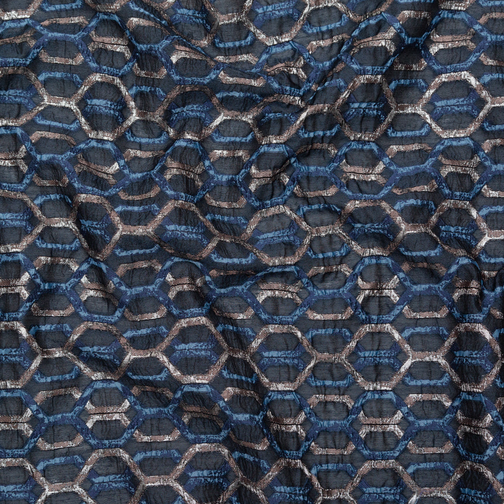 Metallic Eclipse and Silver Overlapping Hexagons Organza Brocade - Joann Fabrics
