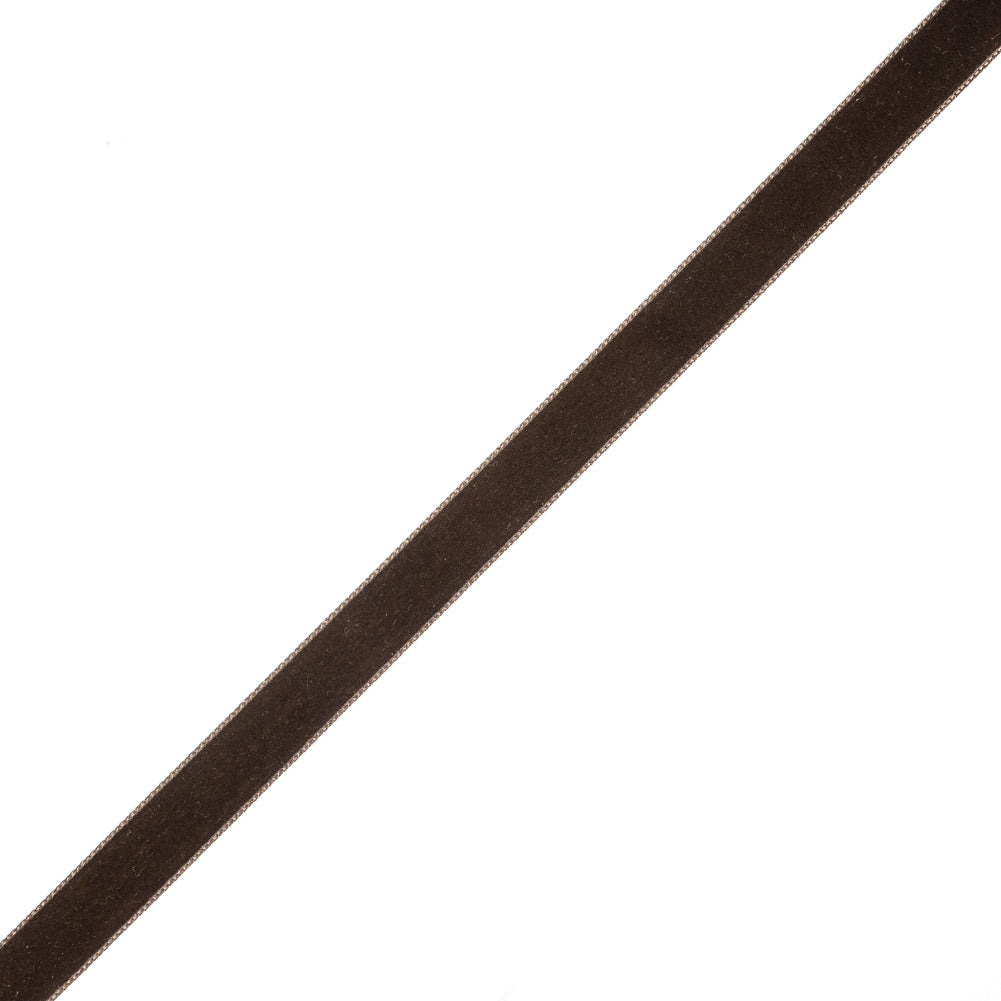 Swiss Brown Single-Faced Velvet Ribbon - 0.625