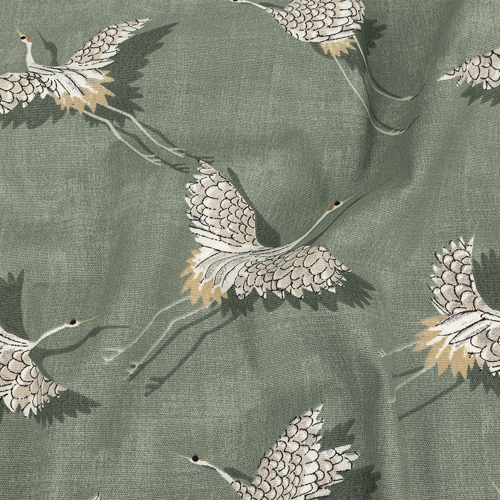 Cotton Canvas Print - Olive Cranes - British Imported - Joann Fabrics