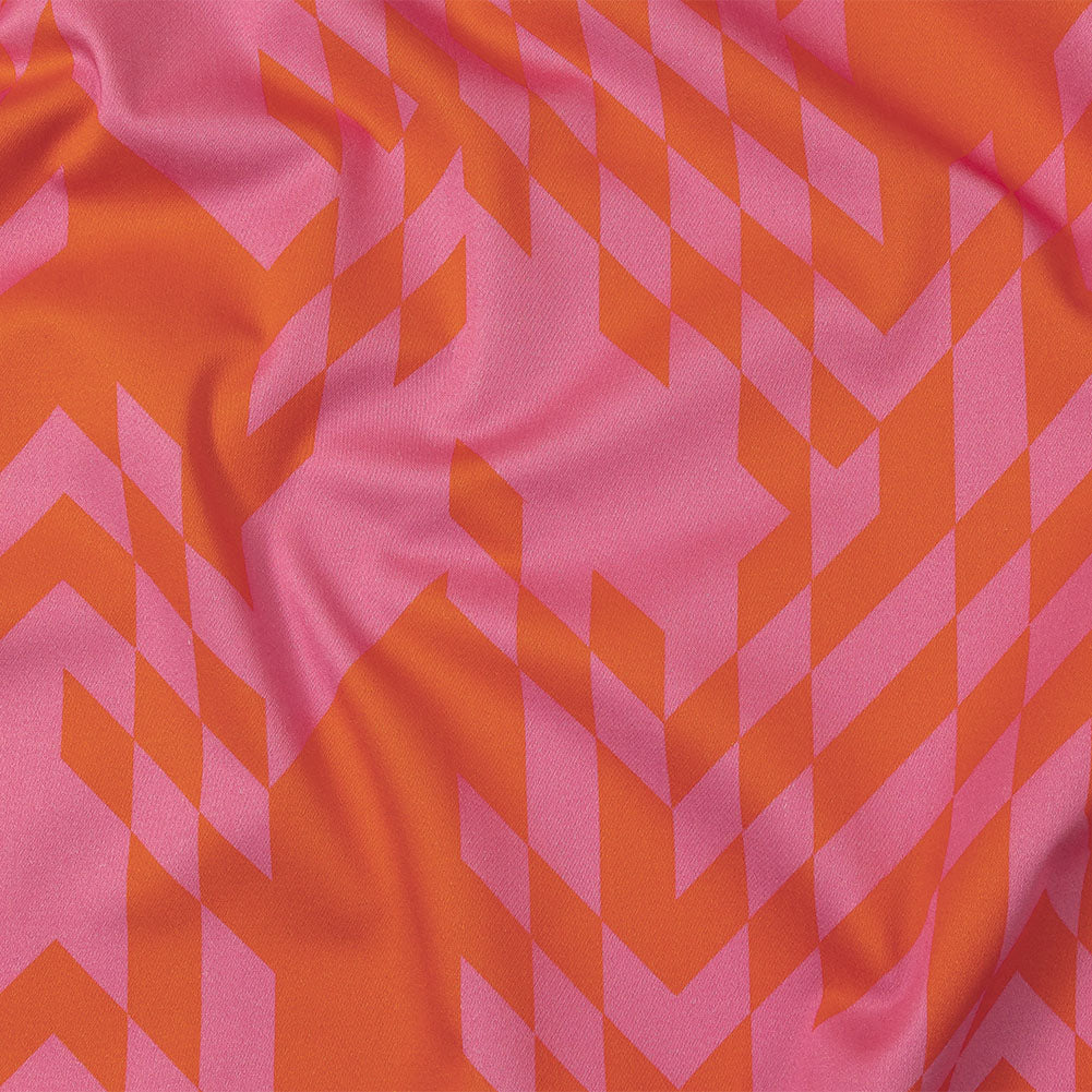 Stretch Cotton Sateen - Orange and Pink Geometric - Orange You Glad Print - Mood Exclusive Citrus Collection - Joann Fabrics