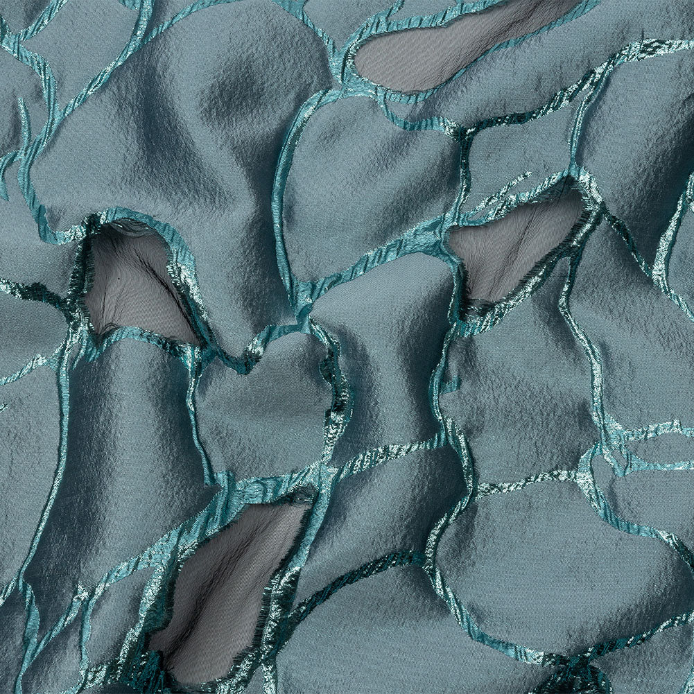 Metallic Light Blue Abstract Luxury Burnout Brocade - Joann Fabrics