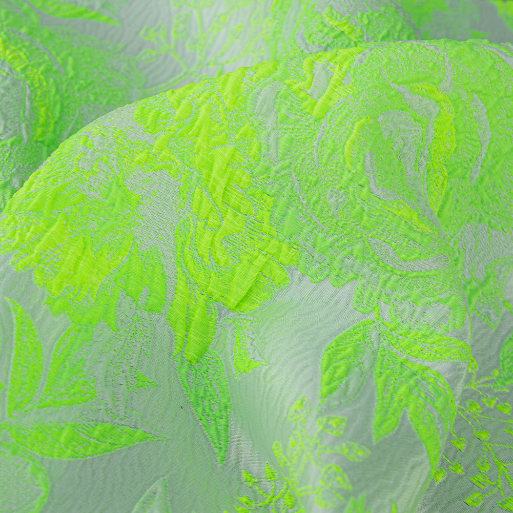 Neon Green Gecko and Frost Foliage Luxury Brocade - Joann Fabrics