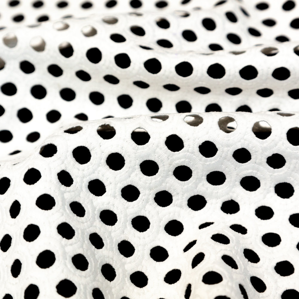 White Geometric Circles Guipure Lace with Finished Edges - Joann Fabrics