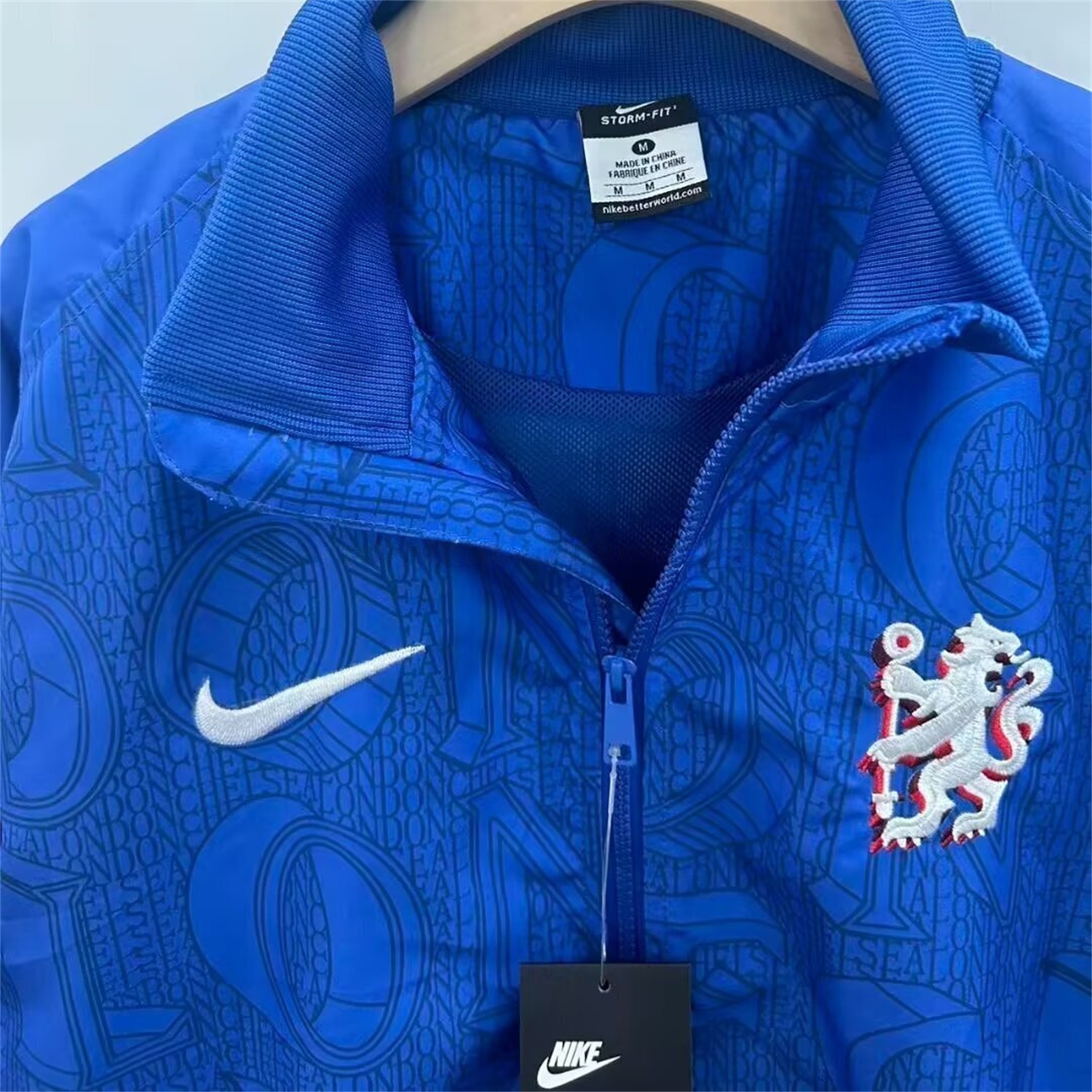 C.H.E.L.S.E.A 25-26 Subtle Letter Pattern Windbreaker Jacket - Blue - UnitedFutballJersey