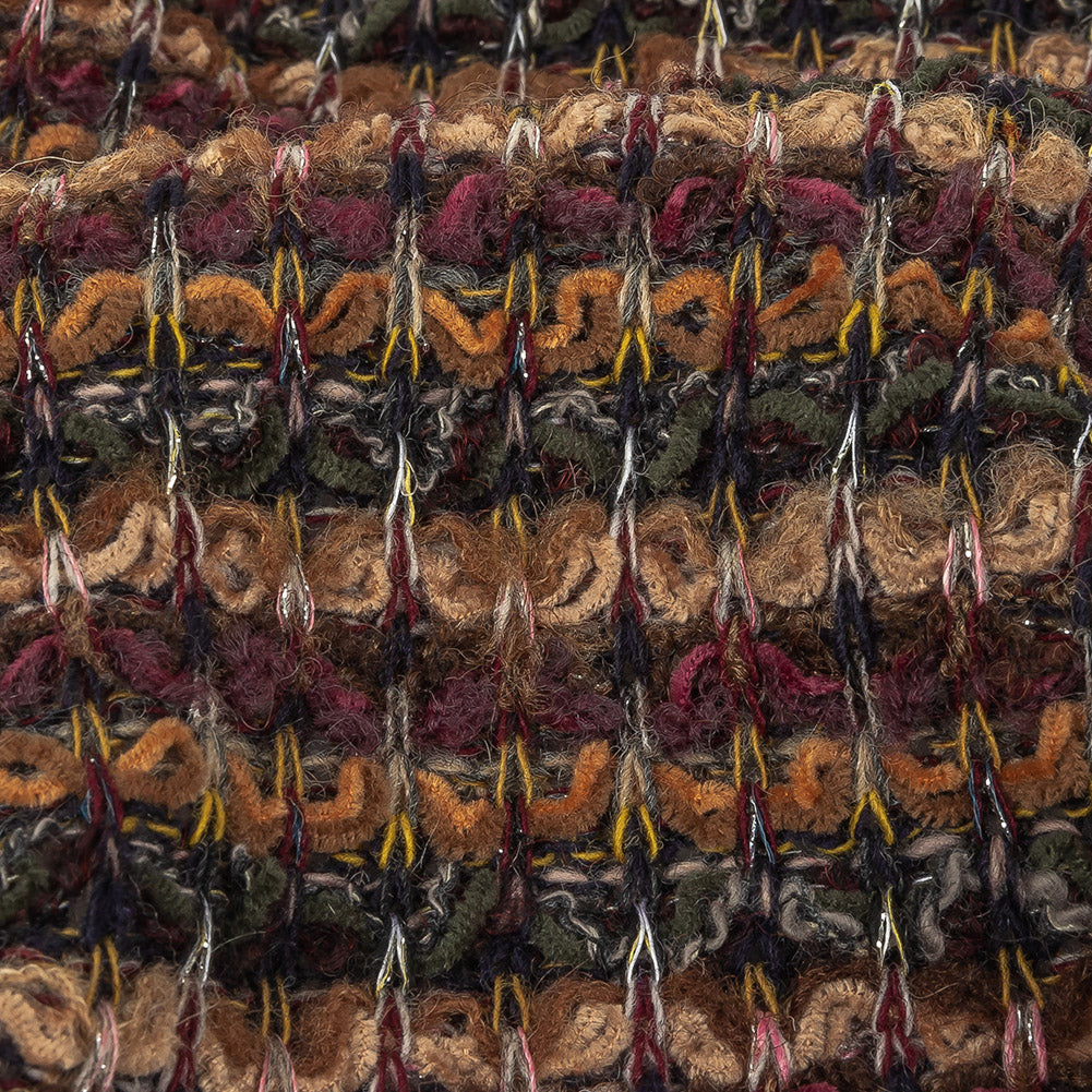 Caramel, Mulberry, and Forest Green Striped Chenille Sweater Knit - Joann Fabrics