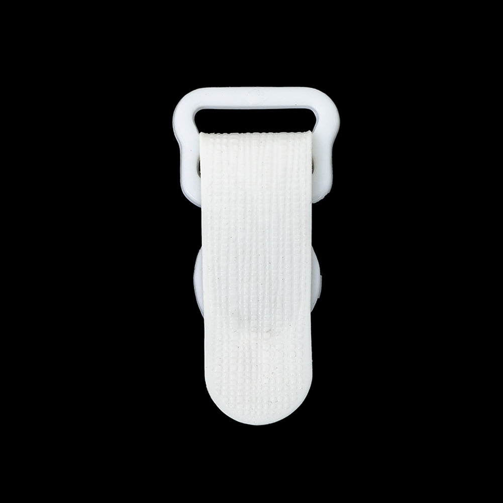 White Non-Detachable Plastic Garter Clip for 3/8