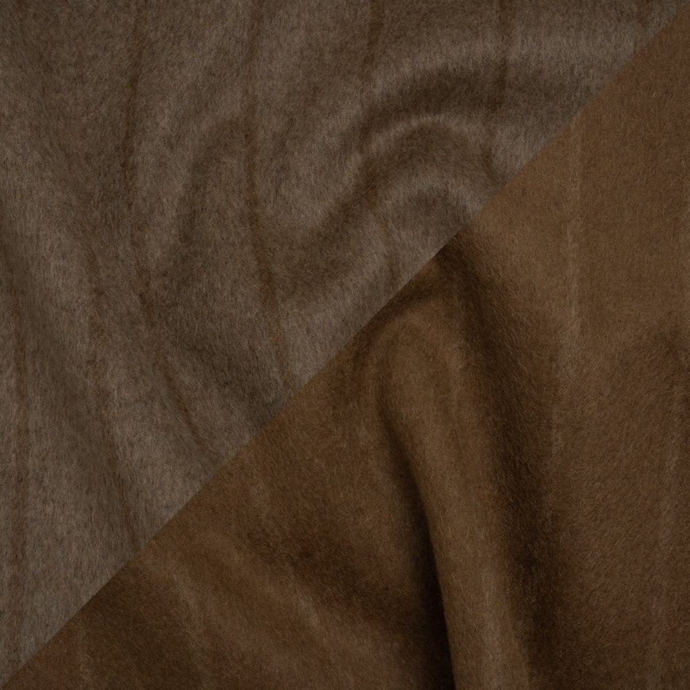 Brushed Wool Double Cloth Coating - Taupe and Warm Brown Chalk Stripes - Deadstock - Joann Fabrics