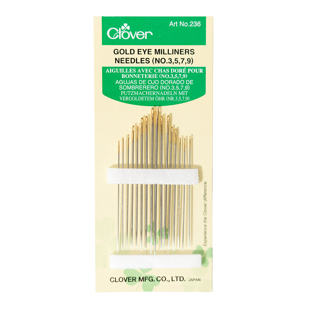 Clover Gold Eye Milliners Needles - Sizes 3, 5, 7, 9 - 16 ct - Joann Fabrics