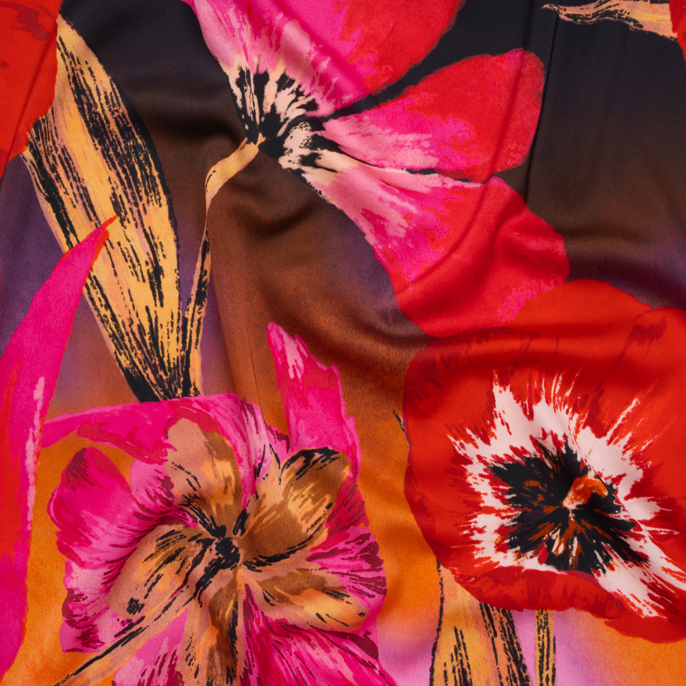Polyester Satin - Hot Pink, Red and Black Big Flowers - Mood Exclusive Poppy Panorama Print - Joann Fabrics