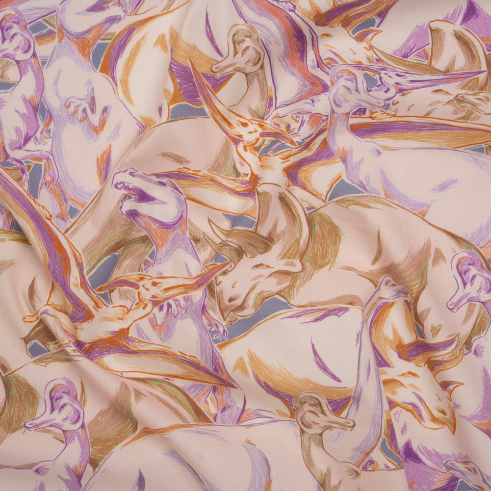 Stretch Cotton Poplin Print - Pink Dinosaurs - Mood Exclusive History in Pink - Joann Fabrics
