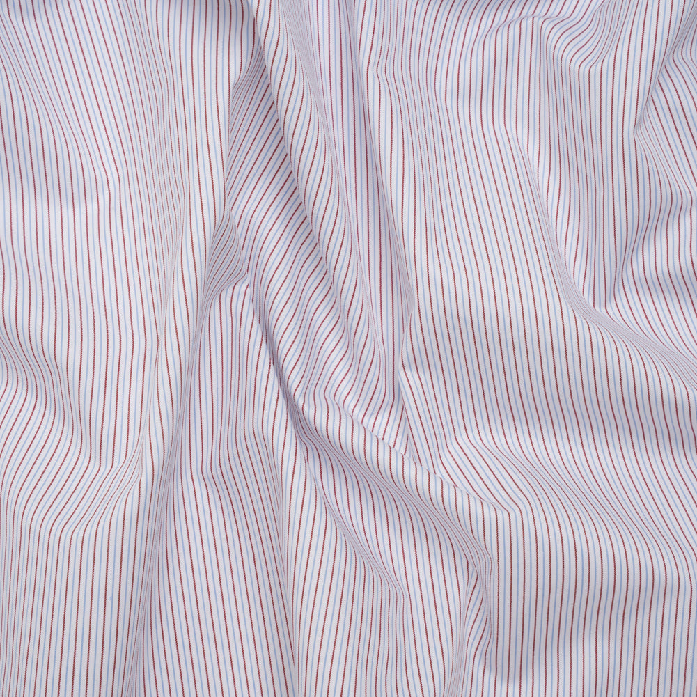 Cotton Twill Shirting - Light Blue, Brown and White Pinstripes - Deadstock - Joann Fabrics