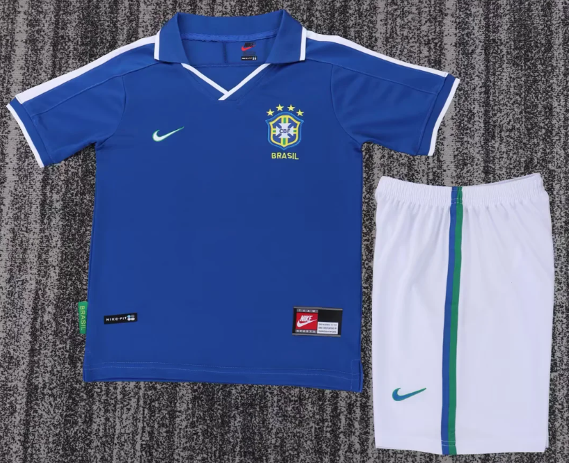 1997 Retro Brazil Soccer Jersey Away 1:1 Thai Quality Kids Size