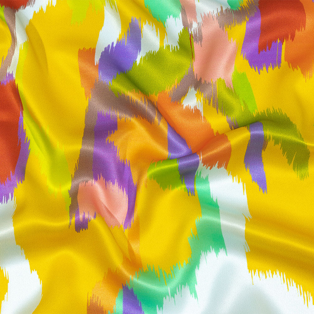 Italian Yellow, Green and Red Ikat Paradise Silk Charmeuse - Joann Fabrics