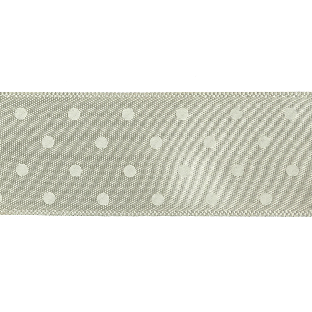 White on White Polka Dot Satin Ribbon - 1