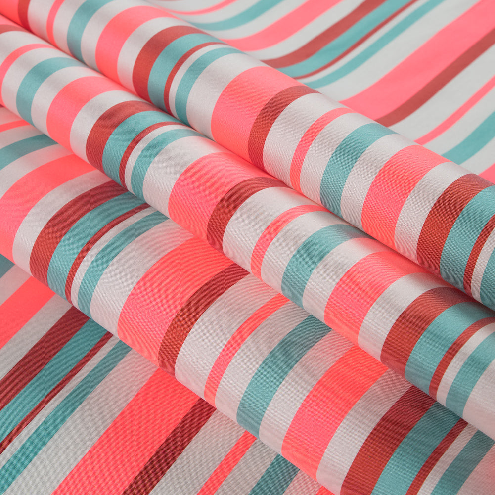 Sea Green and Neon Pink Striped Taffeta - Joann Fabrics