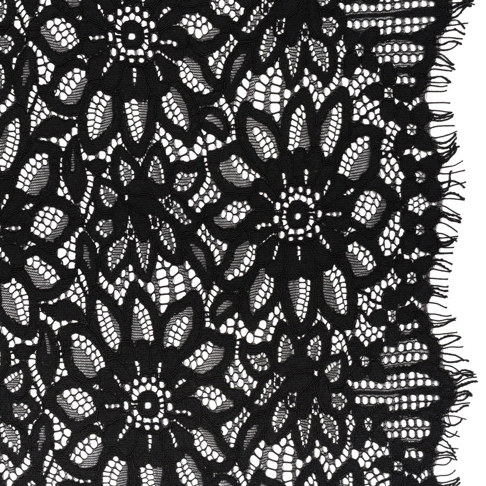 Corded Lace with Finished Scalloped Edges - Black Sunflowers - Joann Fabrics