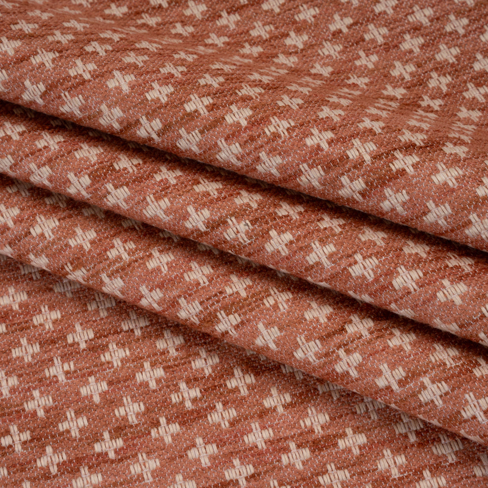 Polyester Boucle Home Decor Jacquard - Coral Plus Signs - British Imported - Joann Fabrics