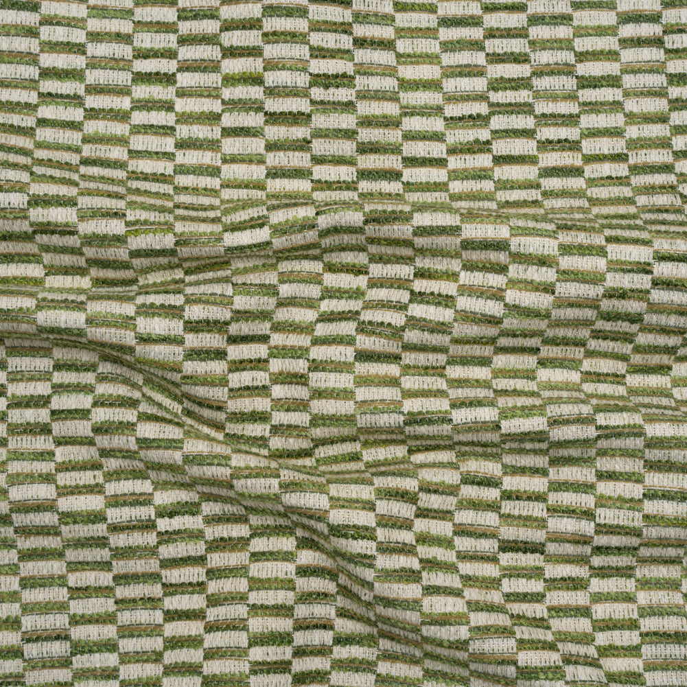 Textured Polyester and Cotton Woven - Olive Rectangle Checks - British Imported - Joann Fabrics