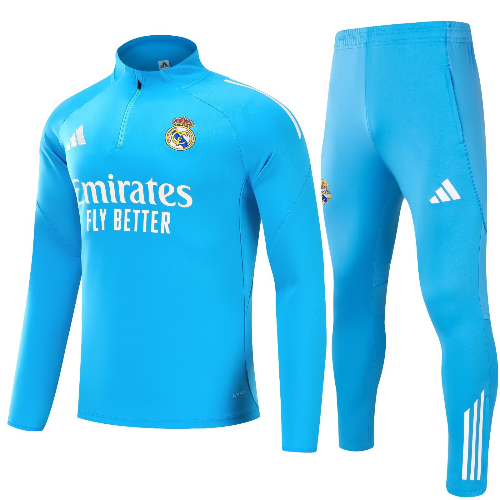 2025/2026 Real Madrid light blue Half-Pull Training Suit Football Shirt 1:1 Thai Quality Set 02