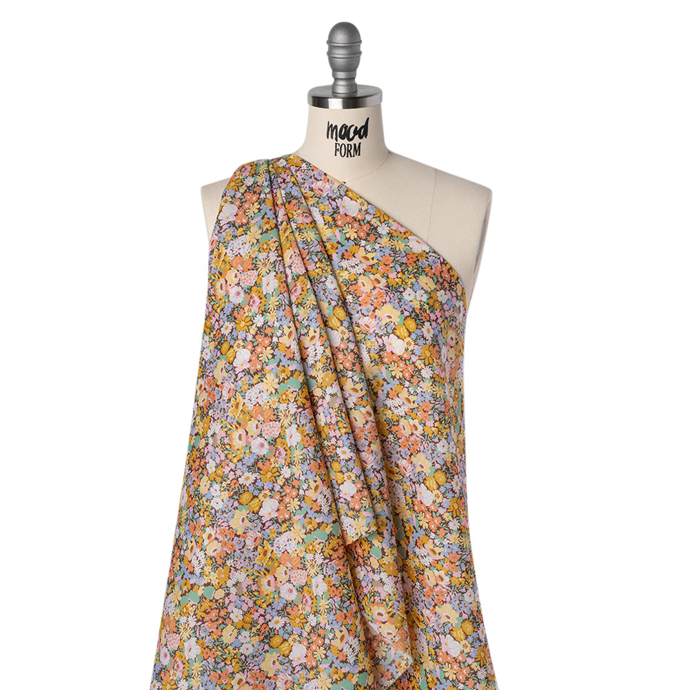 Liberty Fabrics Tana Lawn® - Thorpe Multi Pastel - Banana Yellow, Pink and Light Green Dense Floral - Joann Fabrics