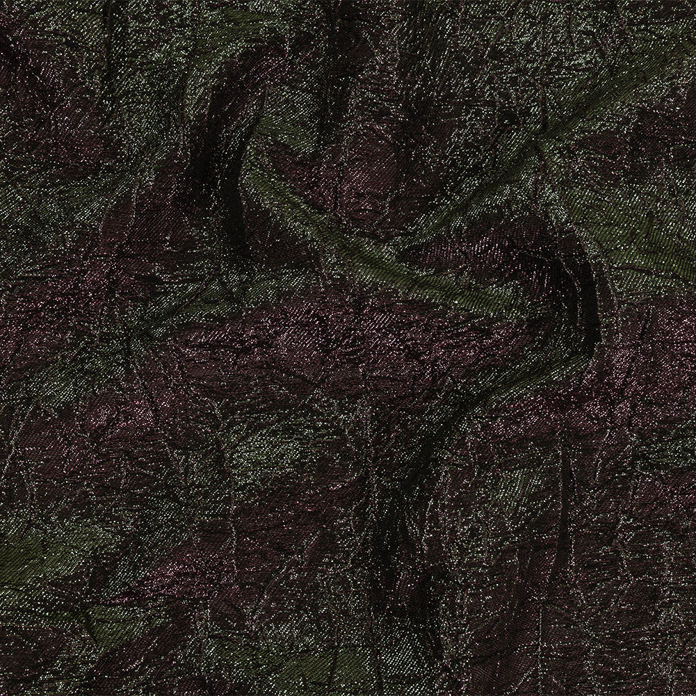 Astrolabe Metallic Olive and Wine Crinkled Luxury Brocade with Black Backing - Joann Fabrics