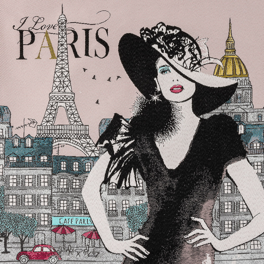 French Rose I Love Paris Oversized Square Patch - 18.875