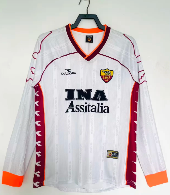 1998-1999 Retro Long Sleeve Roma Away  Soccer Jersey 1:1 Thai Quality