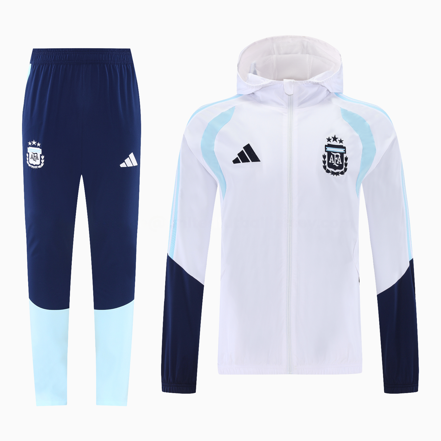Argentina 2026 Hooded Windbreaker Training Set - White Top & Dark Blue Pants - UnitedFutballJersey