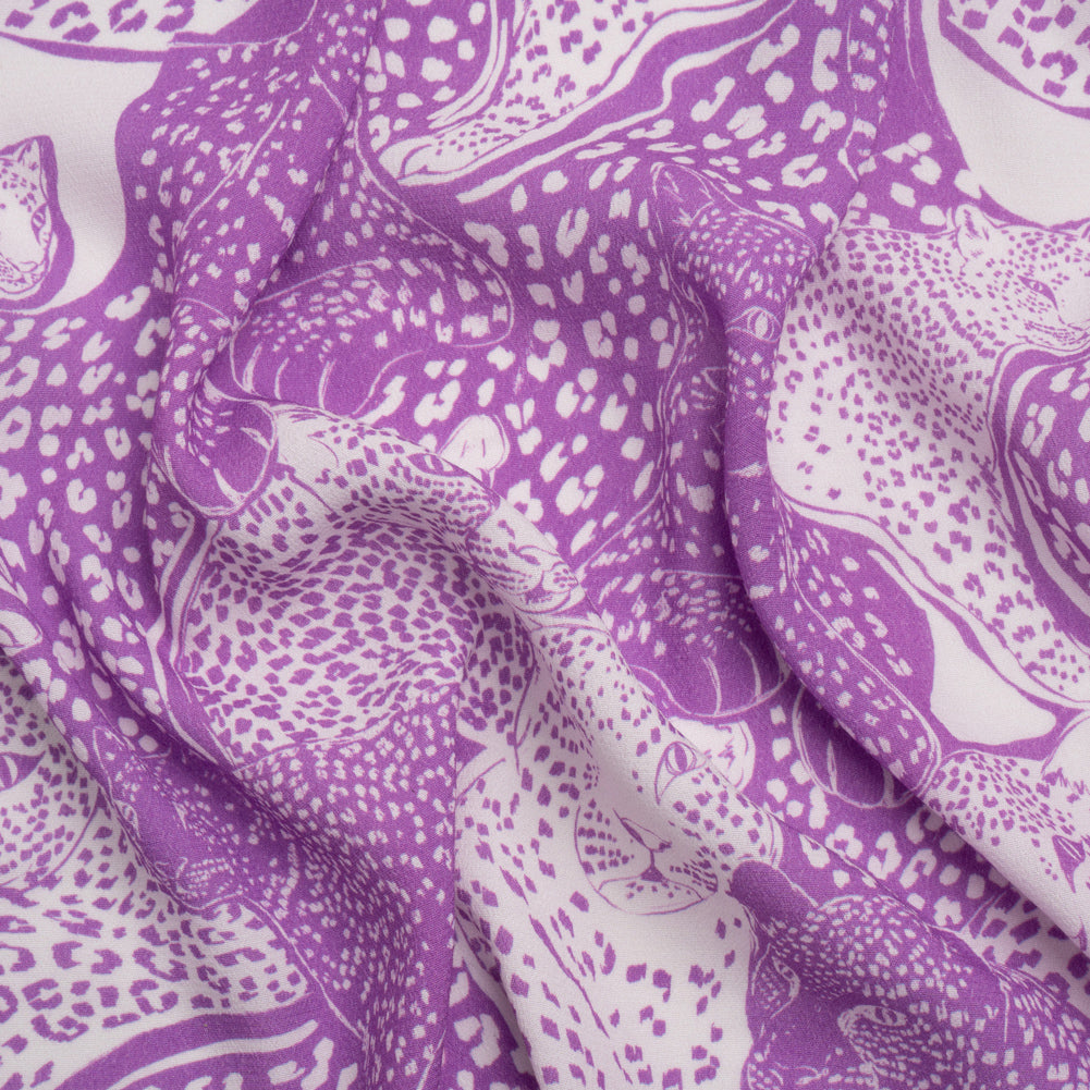 Sustainable Viscose Crepe Print - Purple and White Spotted Cats - Mood Exclusive Jamming Jaguars - Joann Fabrics