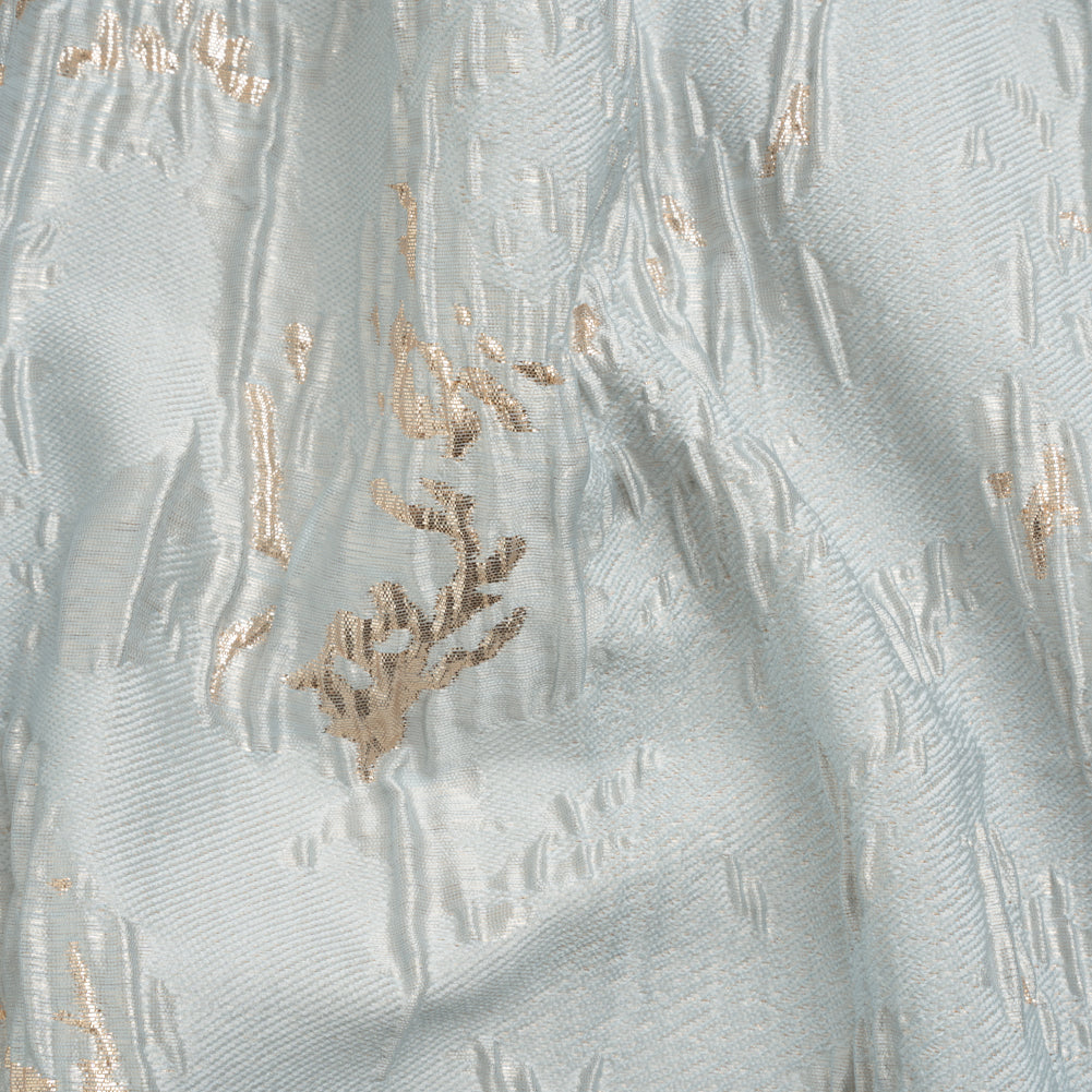 Metallic Gold and Baby Blue Crackled Abstract Luxury Brocade - Joann Fabrics