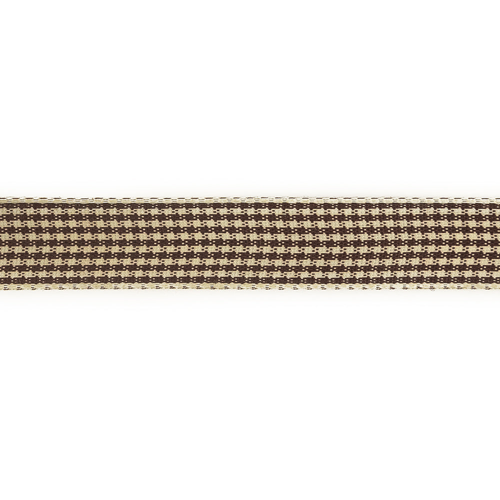 Brown and Cream Houndstooth Check Woven Ribbon - 0.625