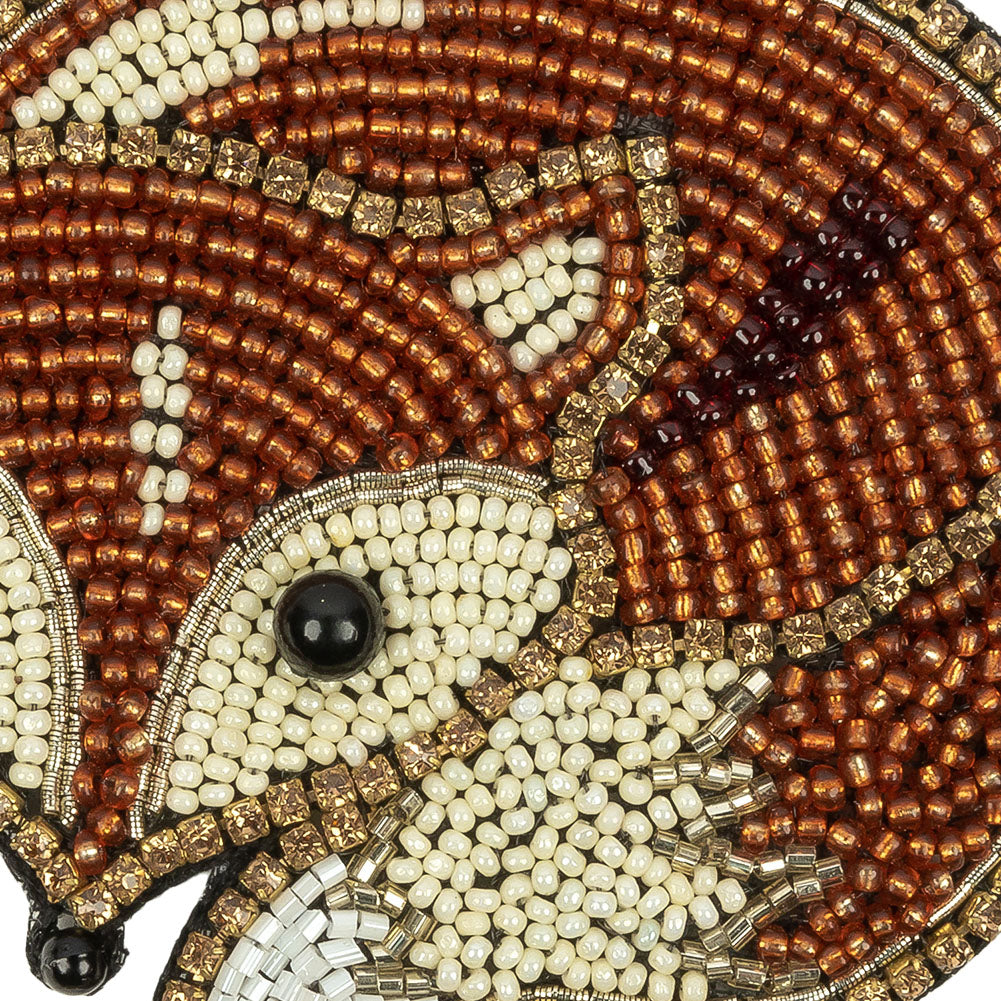 Copper and Beige Fox Rhinestone and Glass Beaded Applique - 3