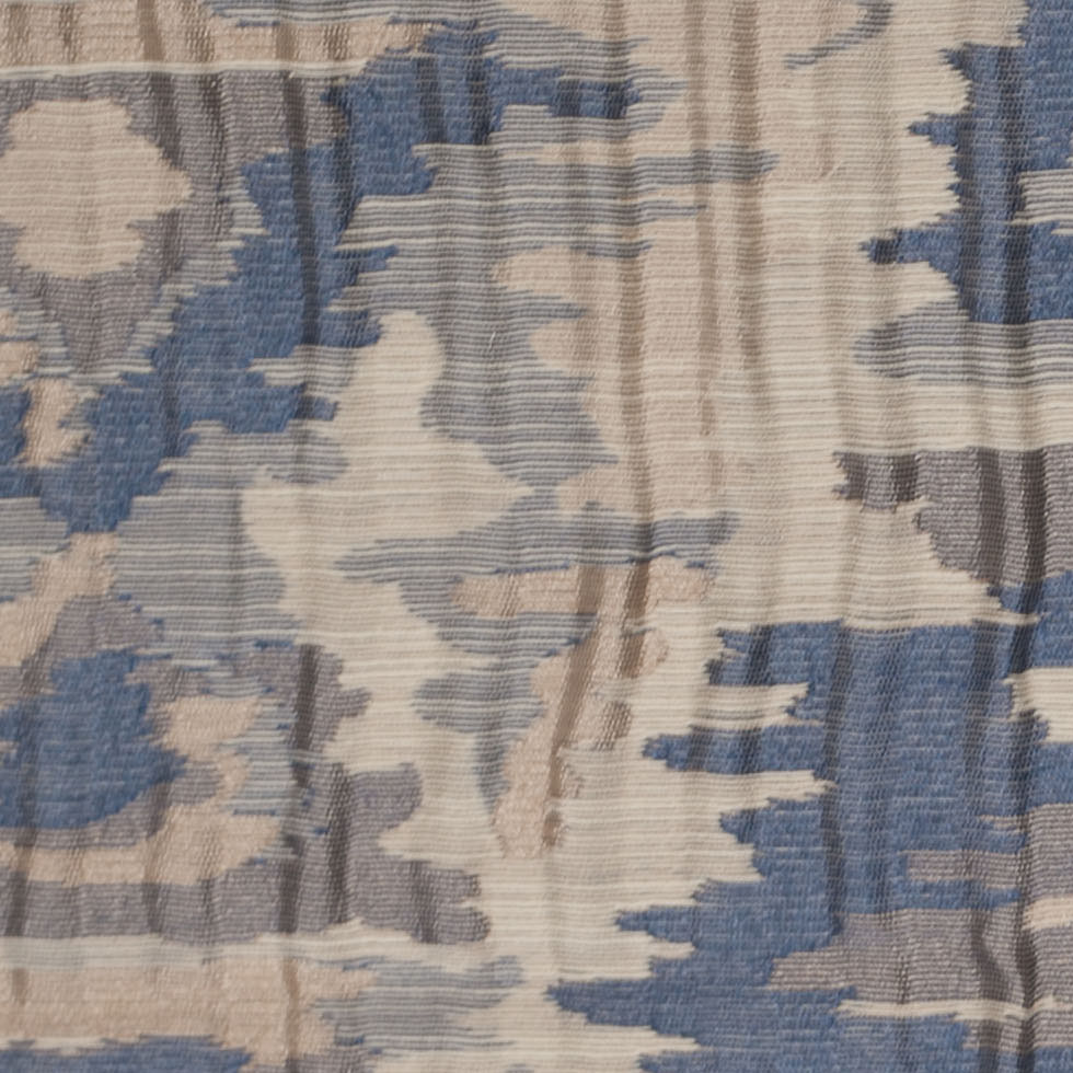 Indian Blue/Beige Ikat-Like Geometric Poly/Cotton Brocade - Joann Fabrics