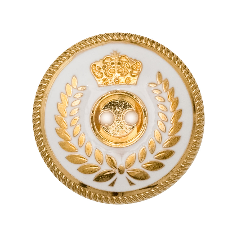 Italian Gold and White 2-Hole Crest Button - 44L/28mm - Joann Fabrics